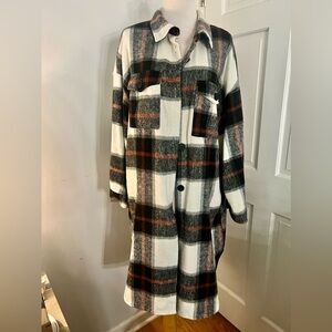 Women's Long Flannel Plaid Coat/Shacket